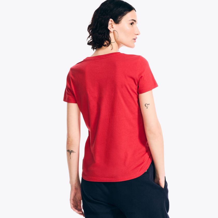 Sustainably Crafted Glitter Logo Graphic T-Shirt Nautica Women Tomales Red R260HV801