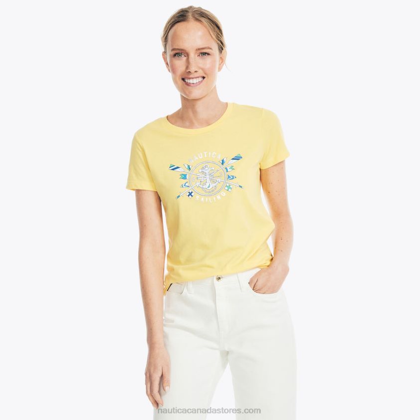 Sustainably Crafted Heritage Foil Logo Graphic T-Shirt Nautica Women Soft Yellow R260HV811