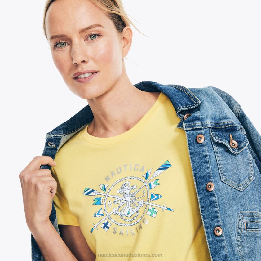 Sustainably Crafted Heritage Foil Logo Graphic T-Shirt Nautica Women Soft Yellow R260HV811