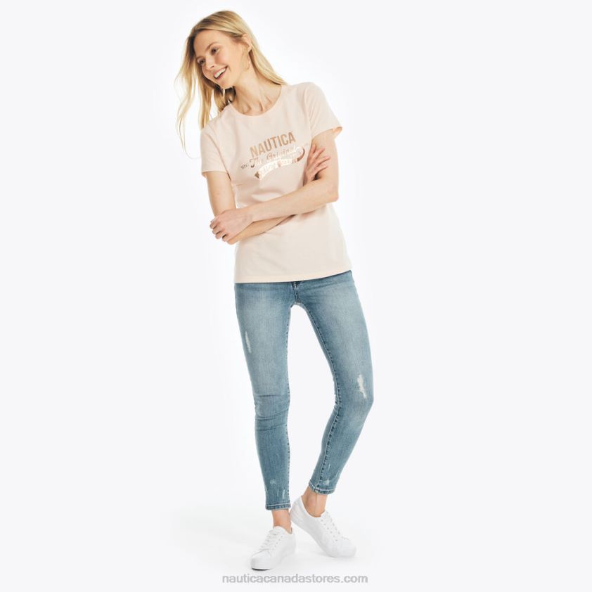 Sustainably Crafted Heritage Foil Logo T-Shirt Nautica Women Bow Burgundy R260HV937