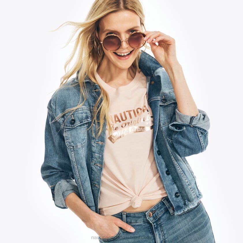 Sustainably Crafted Heritage Foil Logo T-Shirt Nautica Women Bow Burgundy R260HV937