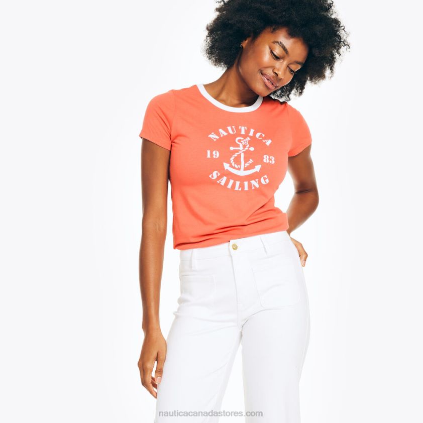 Sustainably Crafted Heritage Sailing Graphic T-Shirt Nautica Women Tomato R260HV955