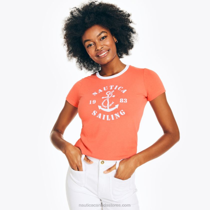 Sustainably Crafted Heritage Sailing Graphic T-Shirt Nautica Women Tomato R260HV955