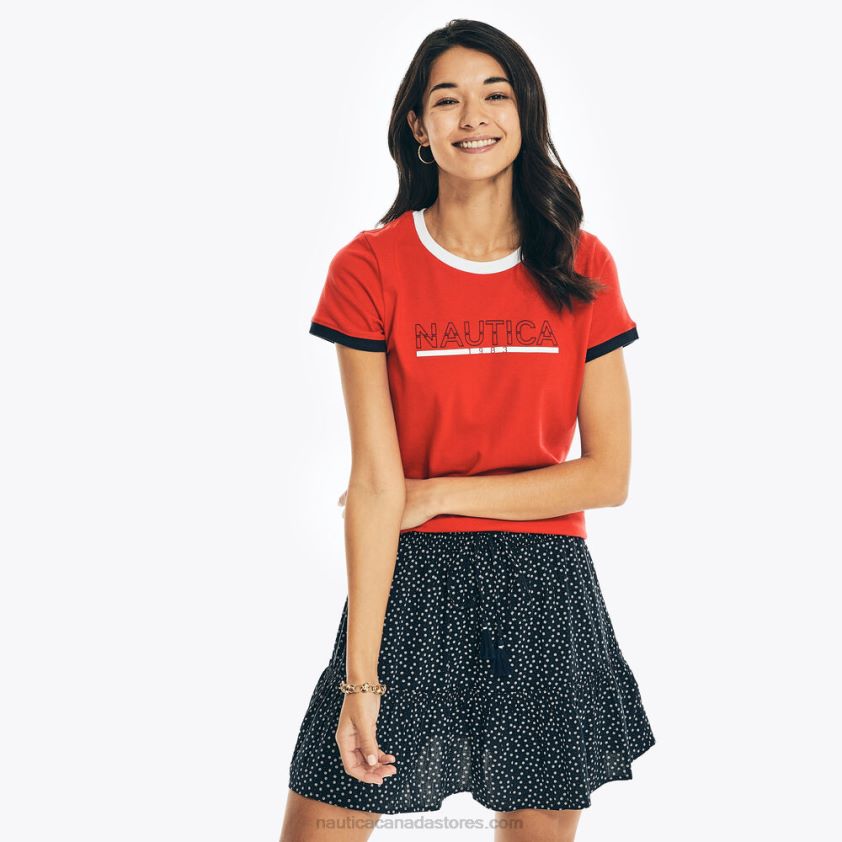 Sustainably Crafted Logo Graphic T-Shirt Nautica Women Tomales Red R260HV932