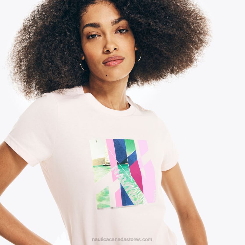 Sustainably Crafted Ocean Photo Foil Graphic T-Shirt Nautica Women Bow Burgundy R260HV867