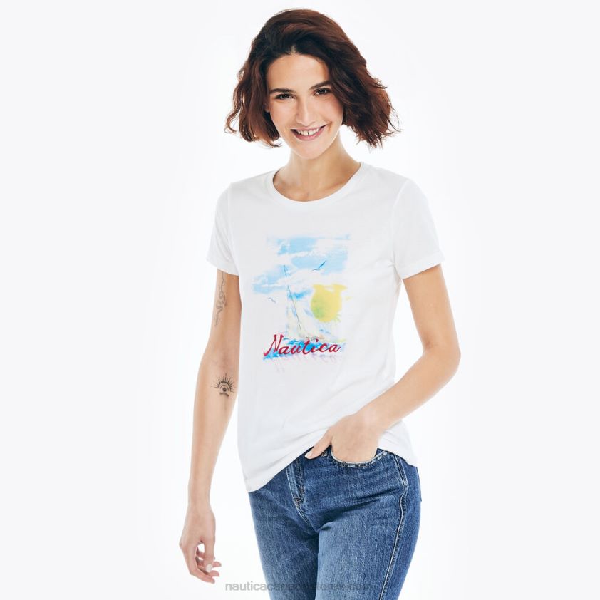 Sustainably Crafted Ocean Vibes Graphic T-Shirt Nautica Women Bright White R260HV768