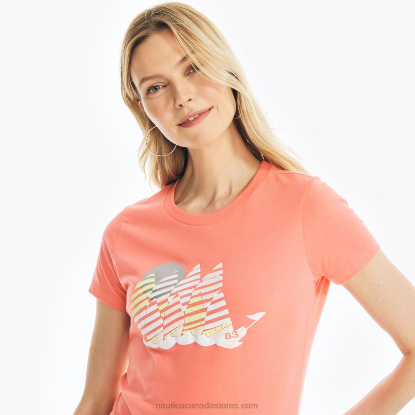 Sustainably Crafted Sailboat Graphic T-Shirt Nautica Women Sugar Coral R260HV946