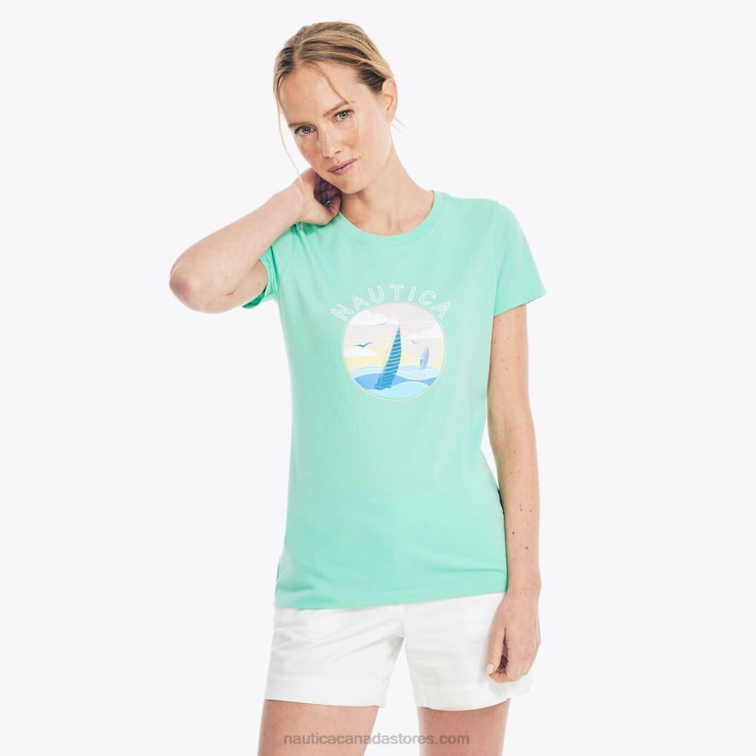 Sustainably Crafted Sailing Graphic T-Shirt Nautica Women Mint Spring R260HV806