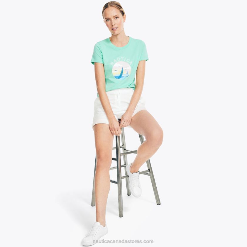 Sustainably Crafted Sailing Graphic T-Shirt Nautica Women Mint Spring R260HV806