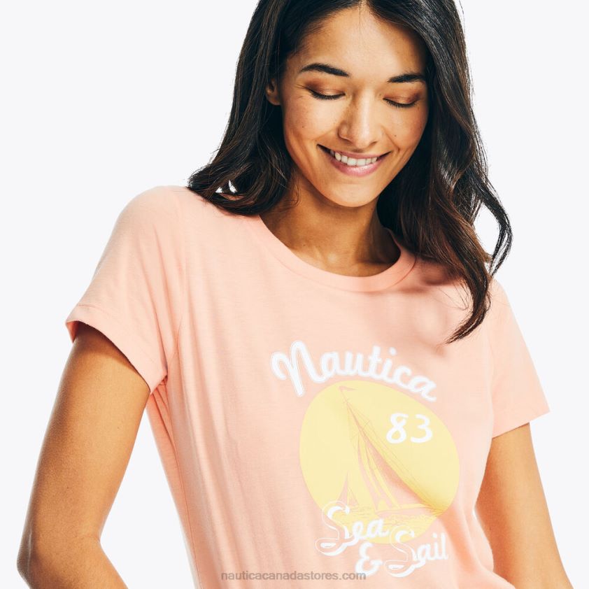 Sustainably Crafted Sea And Sail Foil Graphic T-Shirt Nautica Women Sugar Coral R260HV987