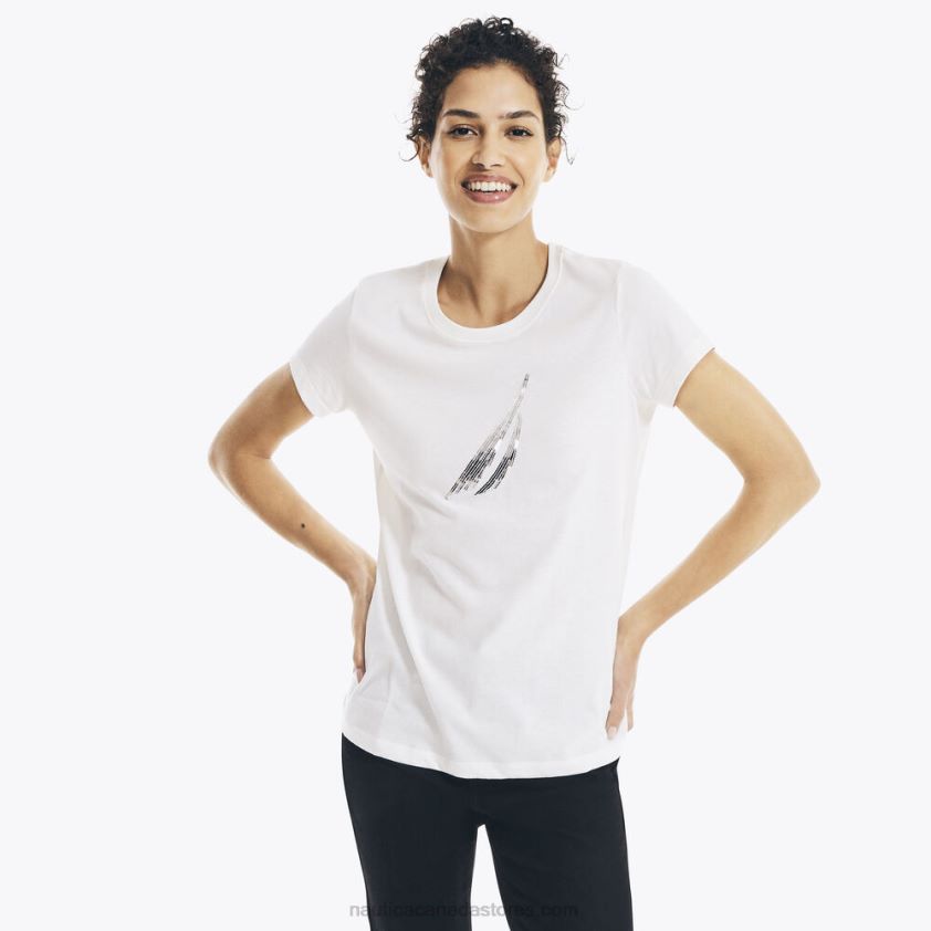 Sustainably Crafted Sequin J-Class T-Shirt Nautica Women Marshmallow R260HV1044