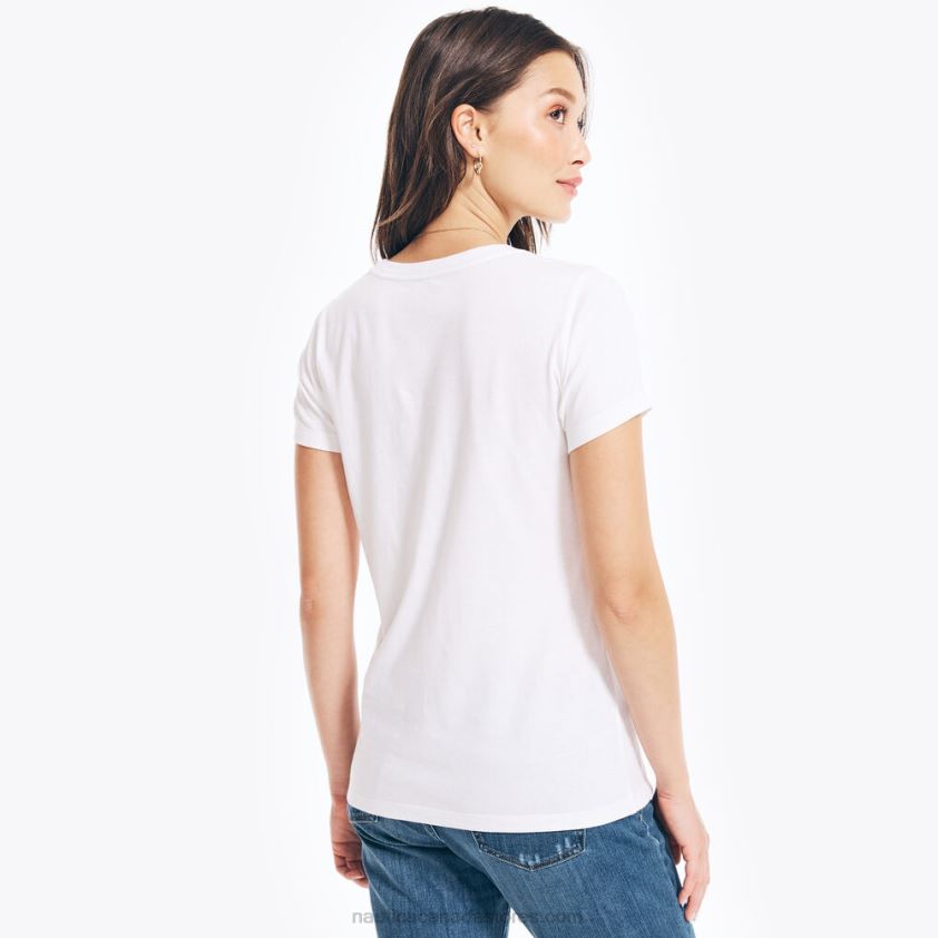 Sustainably Crafted Sequin Logo Graphic T-Shirt Nautica Women Bright White R260HV1038
