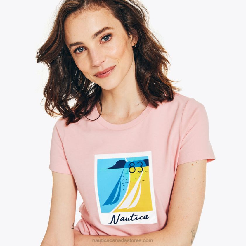 Sustainably Crafted Vintage Sailing Graphic T-Shirt Nautica Women Prism Pink R260HV875