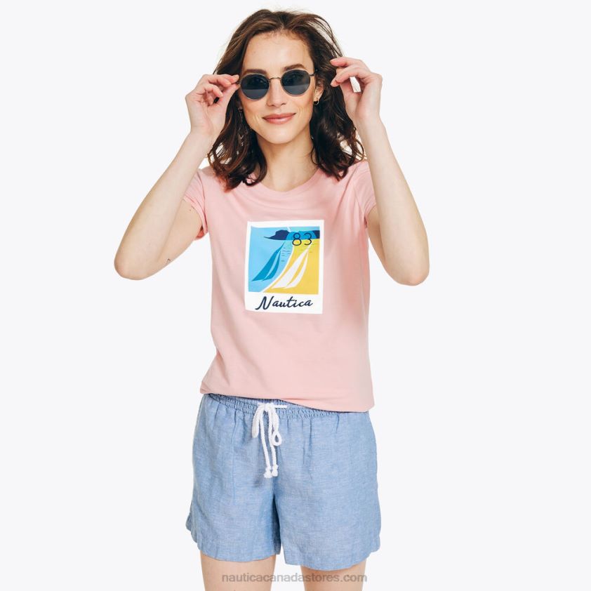 Sustainably Crafted Vintage Sailing Graphic T-Shirt Nautica Women Prism Pink R260HV875