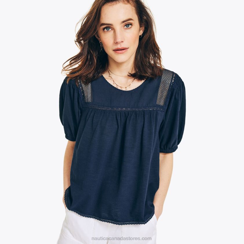 Mixed Media Top Nautica Women Stellar Blue Heather R260HV767