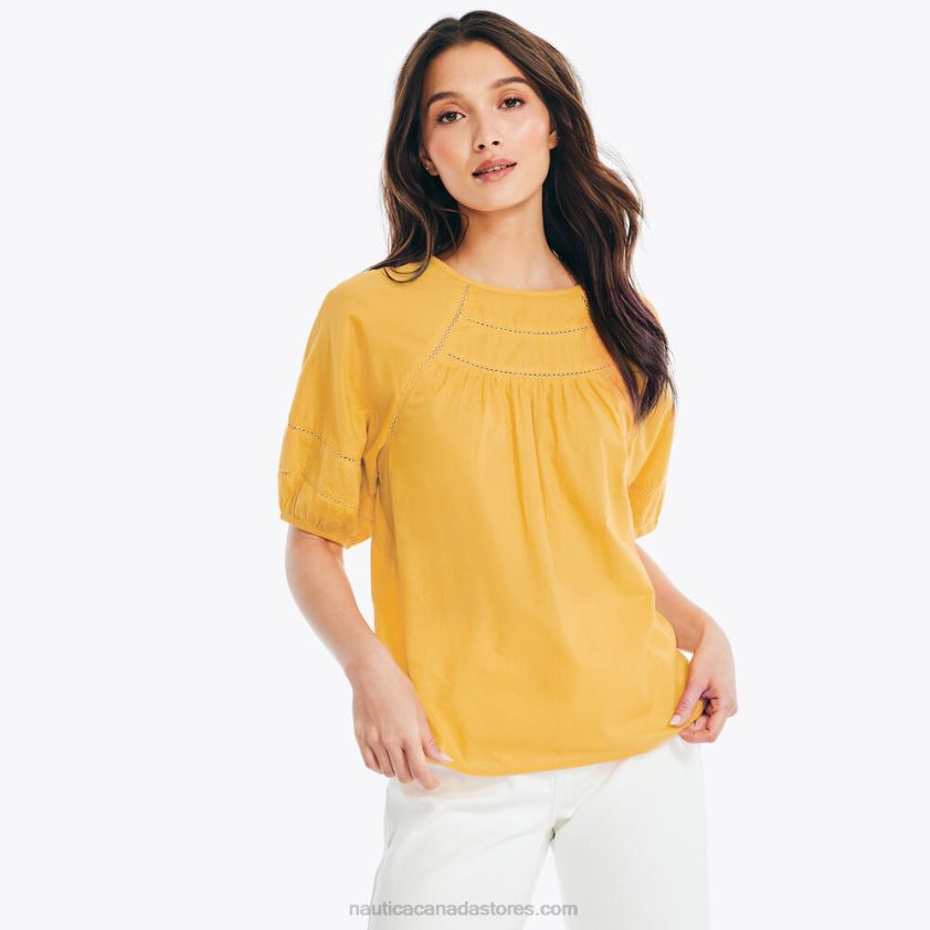Quarter-Sleeve Lace Top Nautica Women Nautica Yellow R260HV878