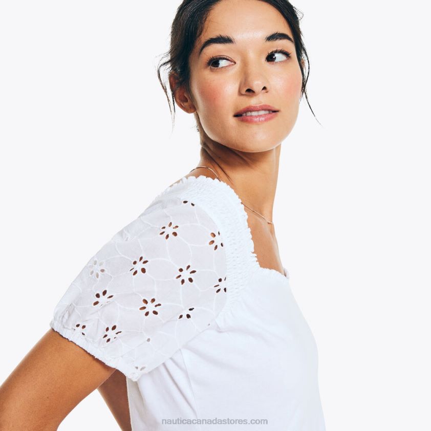 Smocked Sweetheart Top Nautica Women Bright White R260HV765