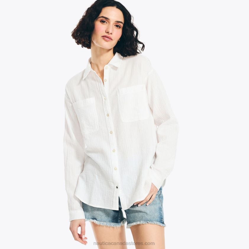Solid Boyfriend Shirt Nautica Women Bright White R260HV997