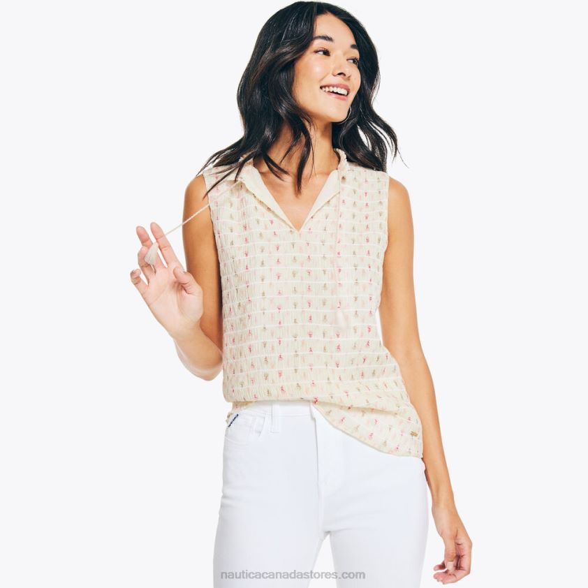 Split-Neck Printed Top Nautica Women Almond R260HV759