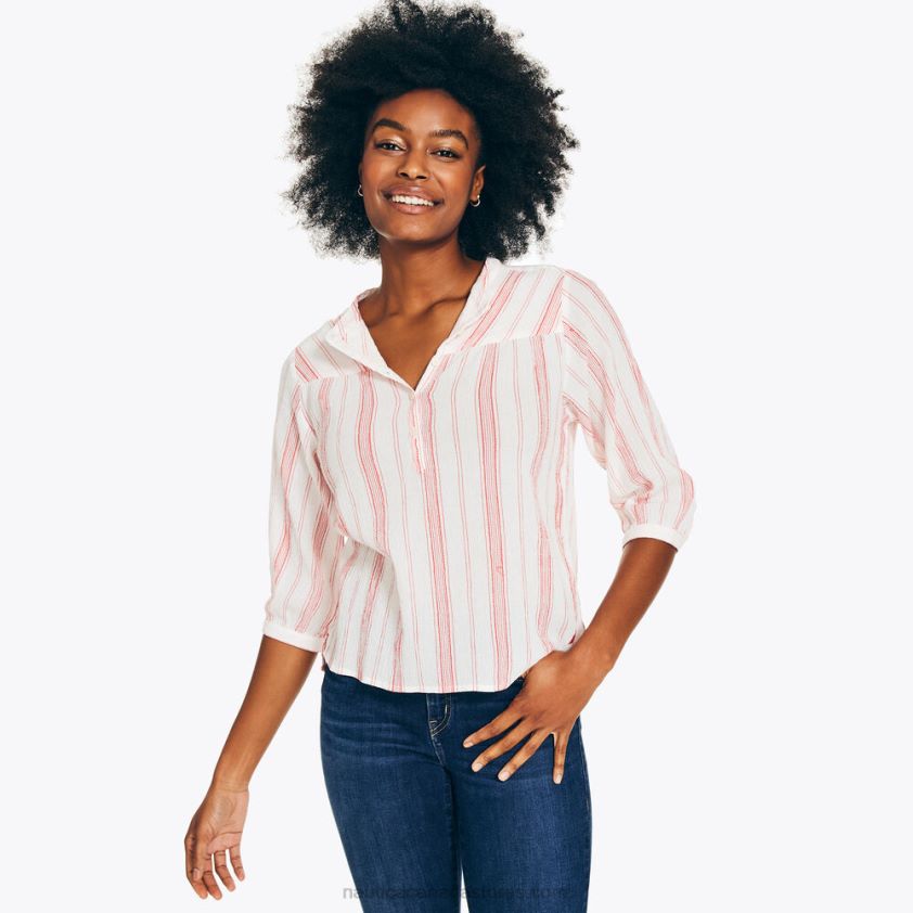 Striped Popover Top Nautica Women Marshmallow R260HV985