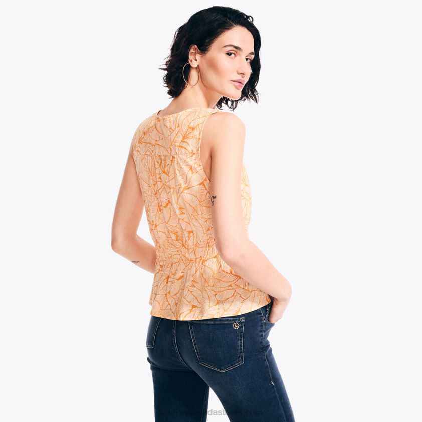 Sustainably Crafted Printed Cinch-Waist Top Nautica Women Nautica Yellow R260HV964