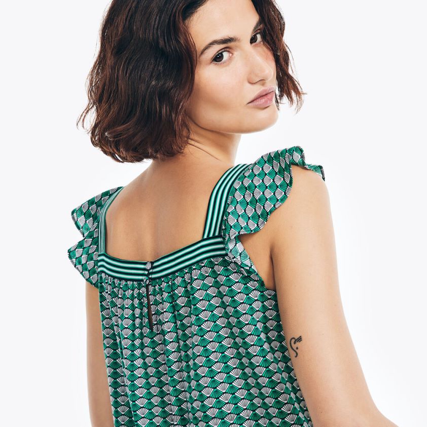 Sustainably Crafted Square-Neck Printed Top Nautica Women True Black R260HV1003